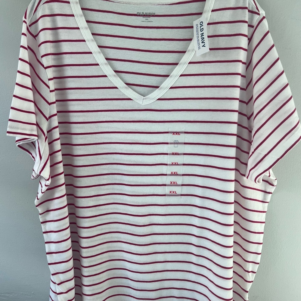 Old Navy Red and White Striped Tee